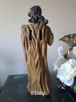 Statue Représentant Saint Jean-Baptiste En Bois Polychrome. 1ere Moitié XVIII