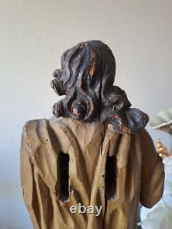 Statue Représentant Saint Jean-Baptiste En Bois Polychrome. 1ere Moitié XVIII