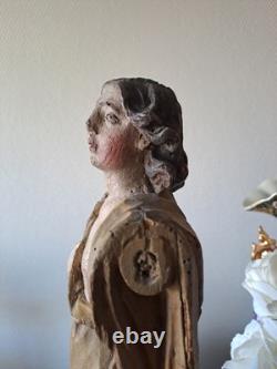 Statue Représentant Saint Jean-Baptiste En Bois Polychrome. 1ere Moitié XVIII