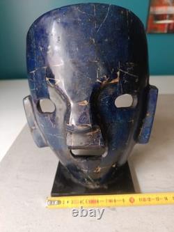 Superbe Masque Tribal Aztèque en Lapis Lazuli