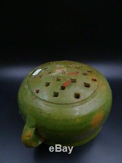 Superbe Passoire En Terre Vernissée Ancienne Savoie Art Populaire Vers 1860-1880