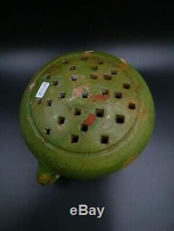 Superbe Passoire En Terre Vernissée Ancienne Savoie Art Populaire Vers 1860-1880