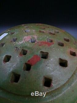 Superbe Passoire En Terre Vernissée Ancienne Savoie Art Populaire Vers 1860-1880