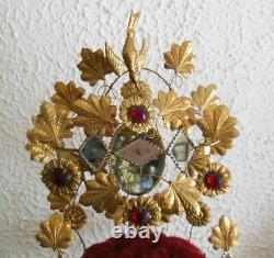 Superbe ancien globe de marié, décoré d'oiseaux et fleurs Napoléon III