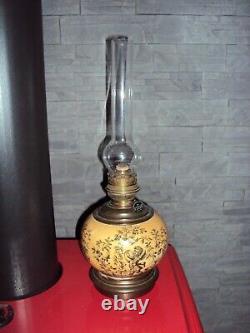 Superbe ancienne lampe à pétrole STELLA BRENNER céramique déco chérubin angelot