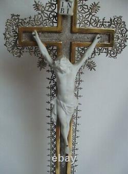 Superbe crucifix à dorure mixte (or et argent) Epoque Napoléon III