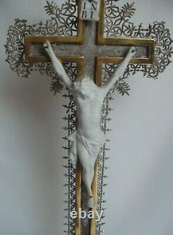 Superbe crucifix doré à la feuille d'or Epoque Napoléon III