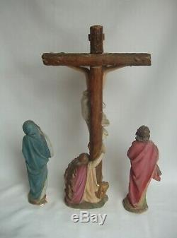 Superbe ensemble de 3 statues religieuses en plâtre fin XIXe siècle