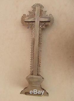 Superbe et rare crucifix Napoléon III et sa couronne d'épines fin XIXe siècle