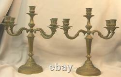 Superbe paire bougeoirs flambeaux 36cm3.8kg métal 4 bras de lumière bougie