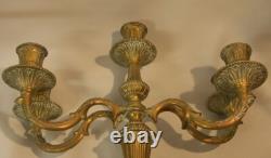 Superbe paire bougeoirs flambeaux 36cm3.8kg métal 4 bras de lumière bougie Superbe paire bougeoirs flambeaux 36cm3.8kg métal 4 bras de lumière bougie