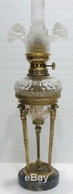 Superbe petite LAMPE À PÉTROLE EMPIRE bronze toupie cristal BACCARAT XIXe