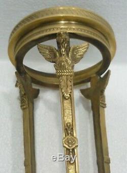 Superbe petite LAMPE À PÉTROLE EMPIRE bronze toupie cristal BACCARAT XIXe