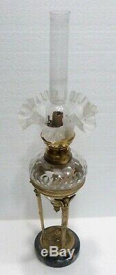 Superbe petite LAMPE À PÉTROLE EMPIRE bronze toupie cristal BACCARAT XIXe