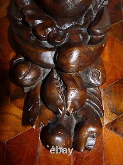 Superbe rare ancienne Tête d'ange en bois sculptée du 18ème Art Populaire