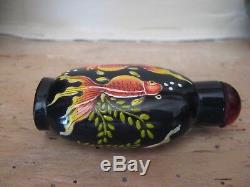 TABATIERE CHINOISE signée 18°S. DYNASTIE QING SNUFF BOTTLE aux Goldfish