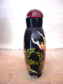 TABATIERE CHINOISE verre émaillé 18 eme DYNASTIE QING SNUFF BOTTLE GOLDFISH