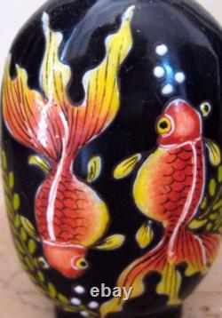 TABATIERE CHINOISE verre émaillé 18 eme DYNASTIE QING SNUFF BOTTLE GOLDFISH