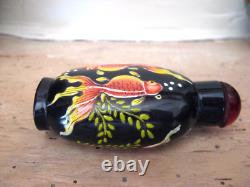 TABATIERE CHINOISE verre émaillé 18 eme DYNASTIE QING SNUFF BOTTLE GOLDFISH
