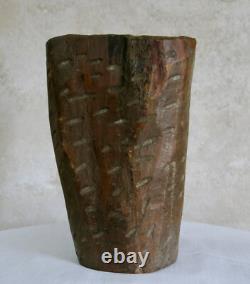 TETE VISAGE en BOIS, artiste, objet ethnique, art populaire, sculpture, signé