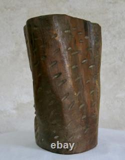 TETE VISAGE en BOIS, artiste, objet ethnique, art populaire, sculpture, signé