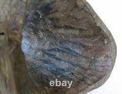 TETE VISAGE en BOIS, artiste, objet ethnique, art populaire, sculpture, signé