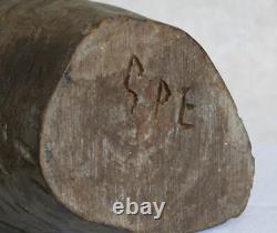 TETE VISAGE en BOIS, artiste, objet ethnique, art populaire, sculpture, signé