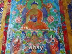 THANKA Art Bouddhique du Tibet représente Bouddha SHAKIAMOUNI dimension 68/118 c