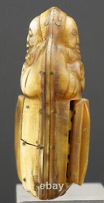 Tabatière 19th corne probablement Inuit ou nord Russie, old tobacco snuff box