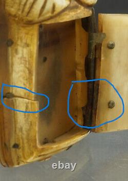 Tabatière 19th corne probablement Inuit ou nord Russie, old tobacco snuff box