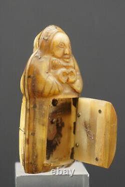 Tabatière 19th corne probablement Inuit ou nord Russie, old tobacco snuff box