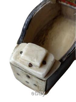 Tabatière Boîte à Priser Ouverture à Système Cercueil Croix Art Populaire XIXème