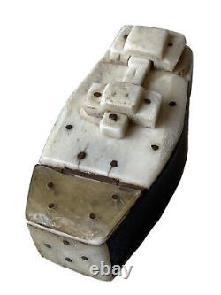 Tabatière Boîte à Priser Ouverture à Système Cercueil Croix Art Populaire XIXème