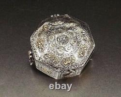 Tabatiere En Argent Massif Sourates A L'or Fin Moyen Orient Ottoman Perse Xix°