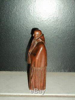 Tabatière bois anthropomorphe XIX Art Populaire Old snuff box wooden 19TH