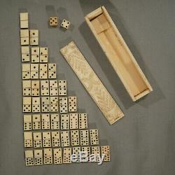 Travail de PONTON Boite à dominos os 18eme PRISON SHIP work Set of bone dominoes