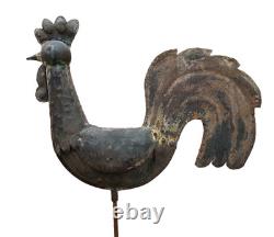 Tres Ancien Coq de Clocher Belle Girouette Cuivre Riveté Antique Weather Vane