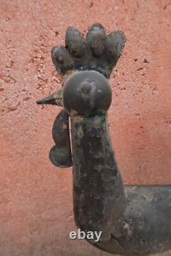 Tres Ancien Coq de Clocher Belle Girouette Cuivre Riveté Antique Weather Vane