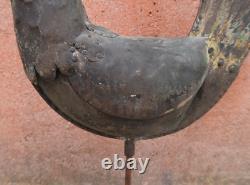 Tres Ancien Coq de Clocher Belle Girouette Cuivre Riveté Antique Weather Vane