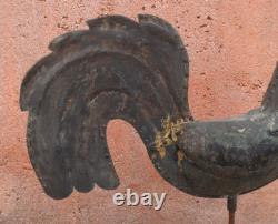 Tres Ancien Coq de Clocher Belle Girouette Cuivre Riveté Antique Weather Vane