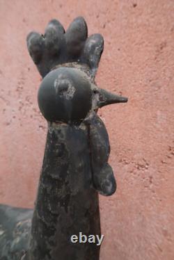 Tres Ancien Coq de Clocher Belle Girouette Cuivre Riveté Antique Weather Vane