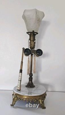 Très RARE Lampe en Bronze avec des Jumelles incrustées de Nacre / Cabaret Paris