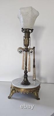 Très RARE Lampe en Bronze avec des Jumelles incrustées de Nacre / Cabaret Paris