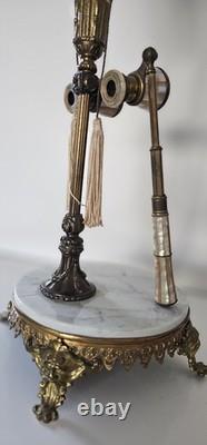 Très RARE Lampe en Bronze avec des Jumelles incrustées de Nacre / Cabaret Paris