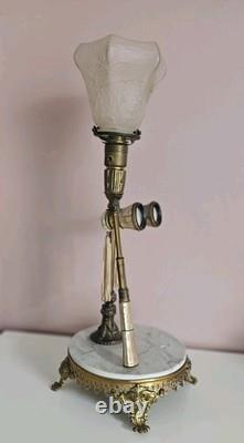 Très RARE Lampe en Bronze avec des Jumelles incrustées de Nacre / Cabaret Paris