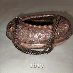 Très Rare Bol de mendiant persan en cuivre fait main Antique