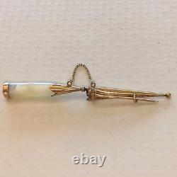 Très Rare Petit Couteau Vendetta Corse Broche Or Nacre