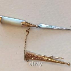 Très Rare Petit Couteau Vendetta Corse Broche Or Nacre