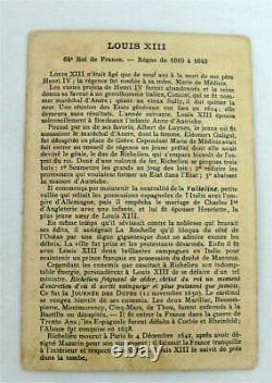 Très belle série 76 cartes vignettes pédagogiques anciennes, rois de France, XIX