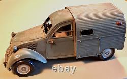 Trésor d' ART POPULAIRE grande maquette artisanale FOURGONNETTE 2CV années 50